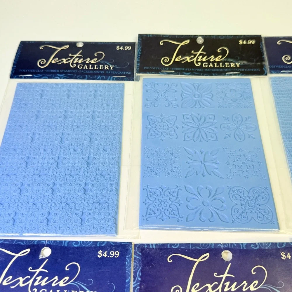 Stampabilities Texture Gallery Rubber Mats for Polymer Clay Set of 6 Blue